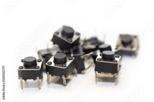Pile of tact switch isolated on white background