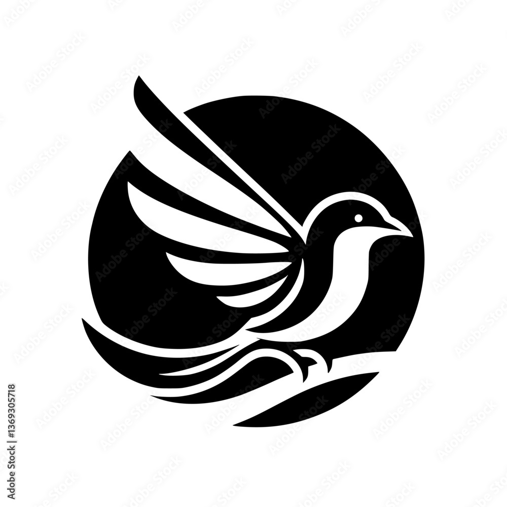 Obraz premium Elegant Bird Logo in Black and White Circle - Corporate Design