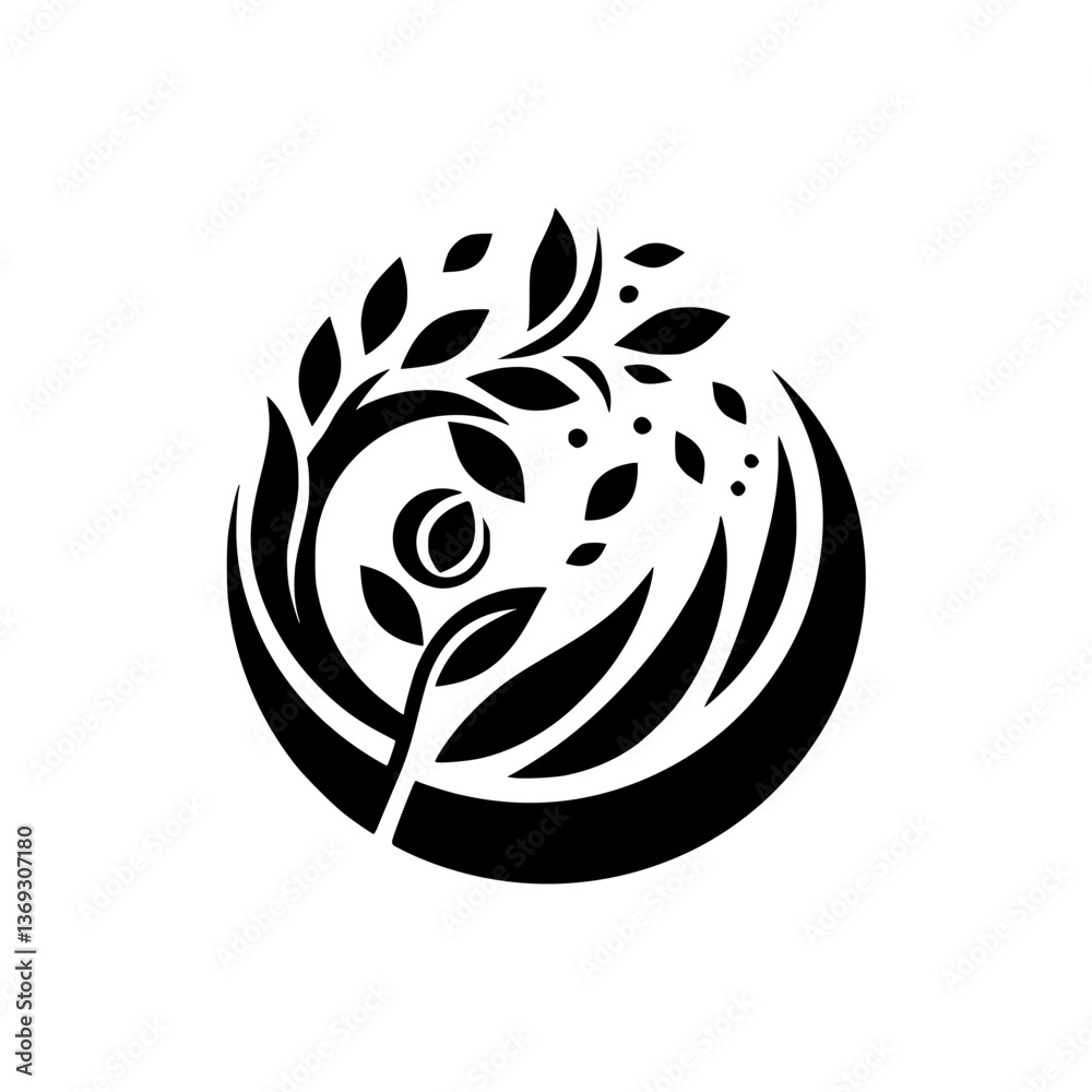Minimalist Black and White Floral Logo Design Minimalist Black and White Floral Logo Design
