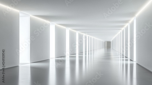 Wallpaper Mural Abstract white corridor, illuminating linear perspective, modern architectural design Torontodigital.ca