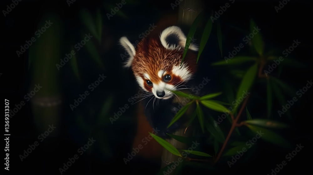Naklejka premium Red Panda in Bamboo Forest (1)