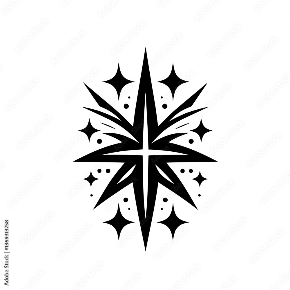 Obraz premium Black and White Starburst Design on White Background