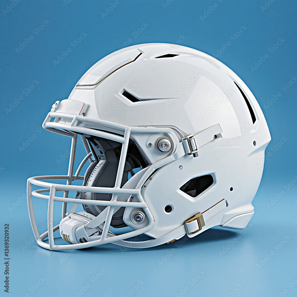 Fototapeta premium Close-up of a white sports helmet for protection on plain background