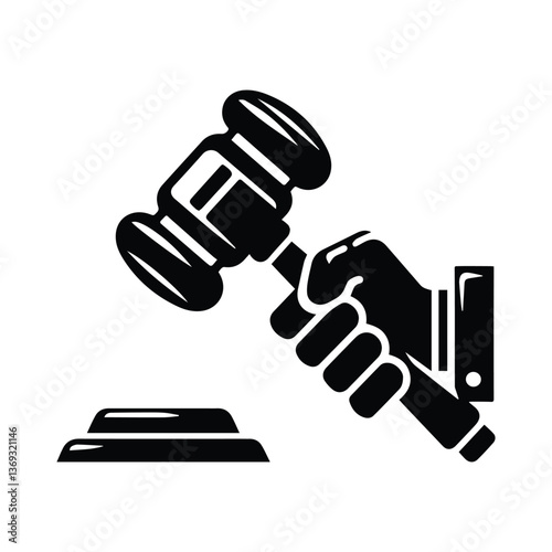 judge gavel icon, justice isolated symbol