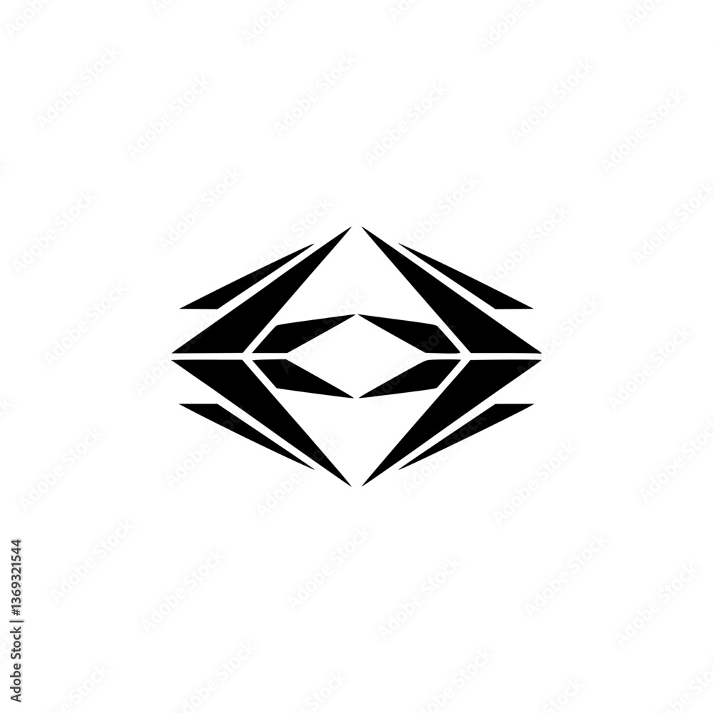Obraz premium Geometric Black Diamond-Shaped Abstract Logo on White Background