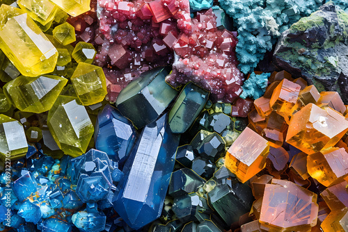 Close-Up Display of Vibrantly Colored Zinc (Zn) Minerals Collection against a White Background