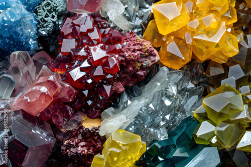 Close-Up Display of Vibrantly Colored Zinc (Zn) Minerals Collection against a White Background