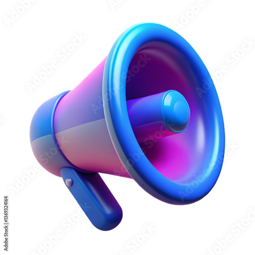 Megaphone speaker, blue with fuchsia