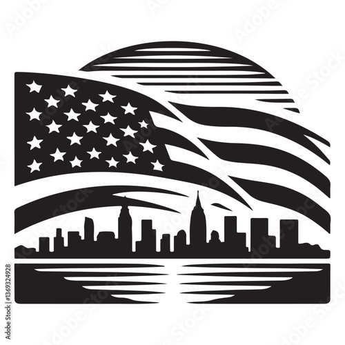 black and white skyline