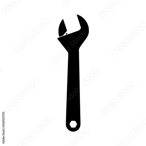 Black Wrench Silhouette Icon - Repair Tool Symbol