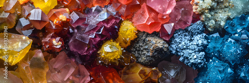 Close-Up Display of Vibrantly Colored Zinc (Zn) Minerals Collection against a White Background