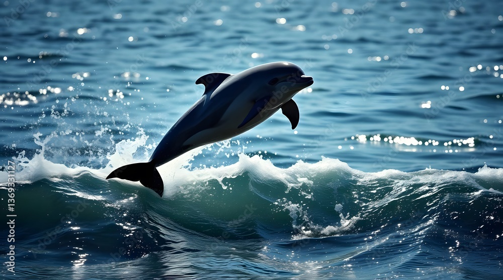 Fototapeta premium Dolphin leaps over ocean wave