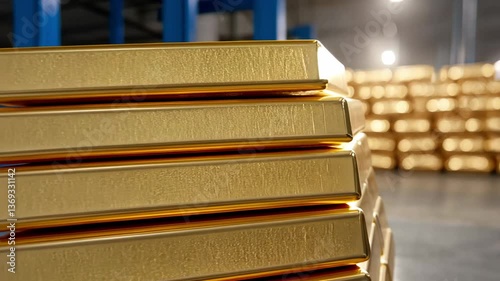 Gold Bars in Warehouse Symbol of Value, Production, and Investment in Precious Metal Wealth