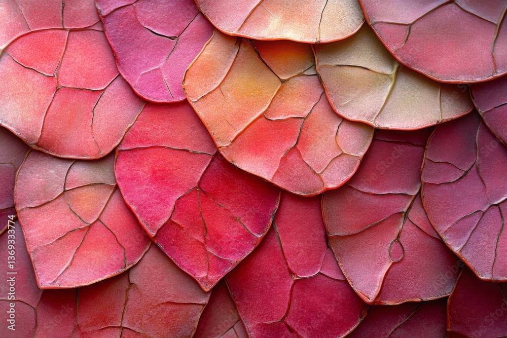 Obraz premium Closeup of layered pink and orange petals forming abstract scales pattern