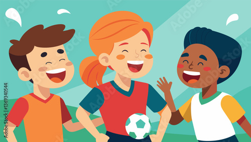 A the players chatter and laughter its evident that the true joy of the game lies in the camaraderie and love for soccer shared by these young. Vector illustration
