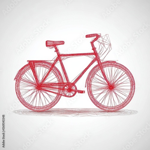 Red Wireframe Bicycle Illustration