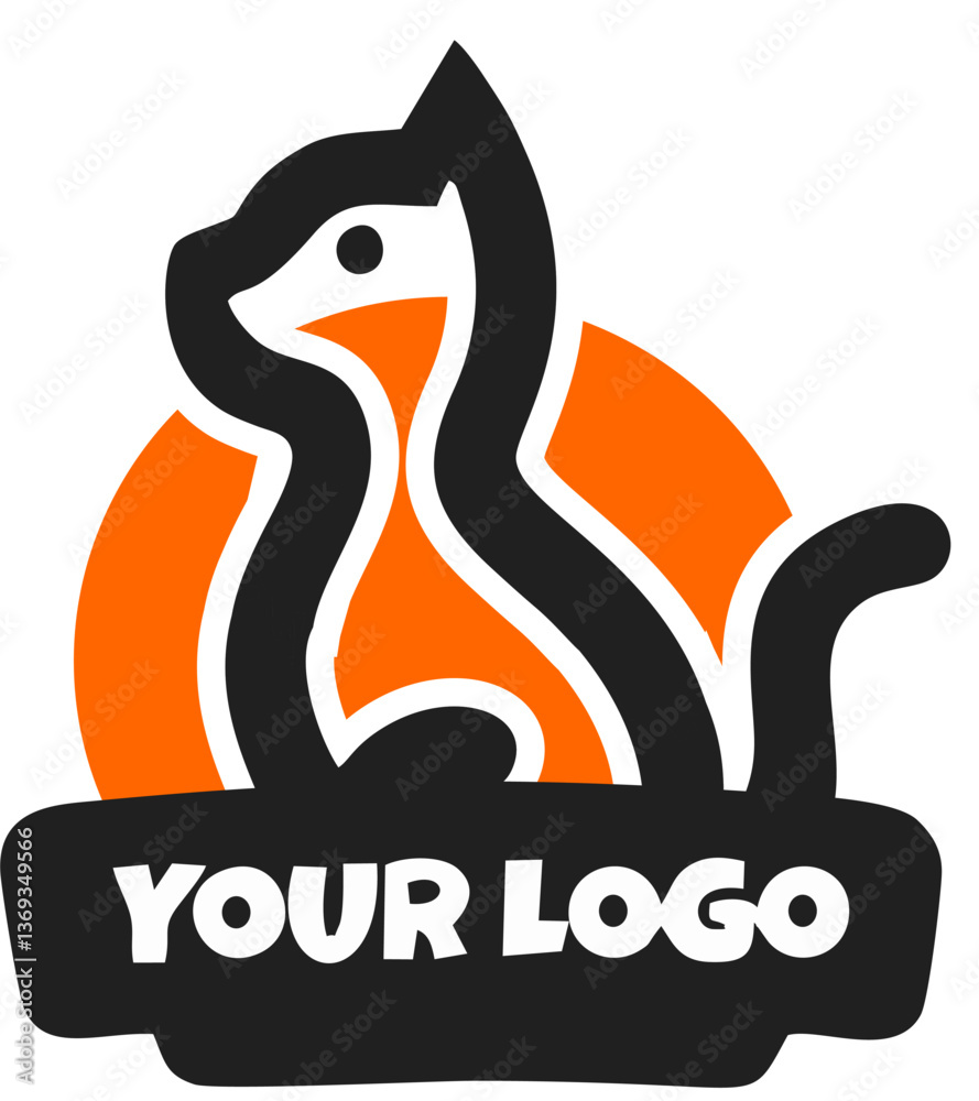 Naklejka premium Modern Cat Logo 001 – Minimalist and Elegant Bird Design