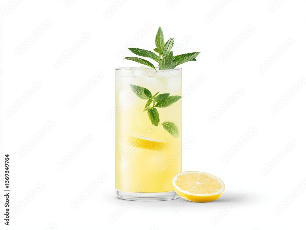Fototapeta premium Icecold lemonade with fresh mint, a refreshing summer beverage refreshing