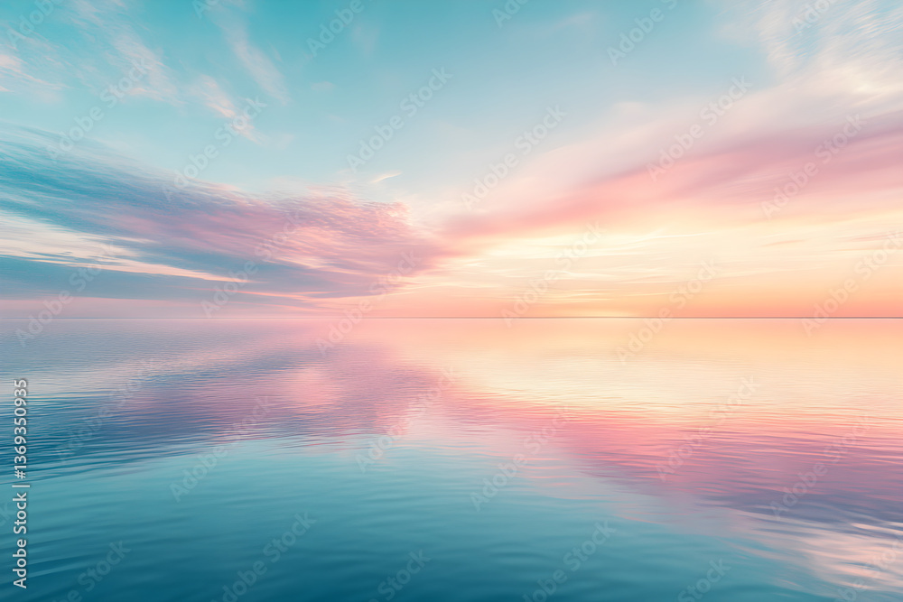 Fototapeta premium Pastel Tranquility: A Soothing Symphony of Sky and Water in Perfect Harmony