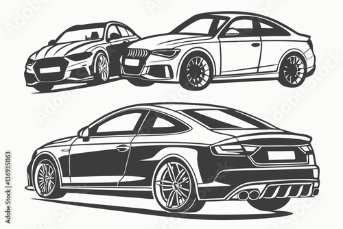 silhouette cars, vector