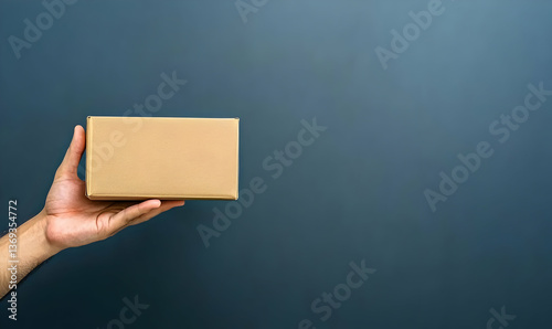 Wallpaper Mural Person Holding Brown Box in Hand Against Simple Background Torontodigital.ca