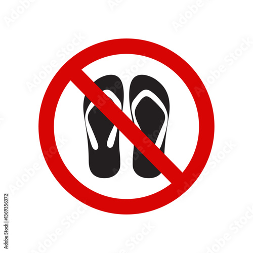 No flip flops sandal allowed icon vector template, Forbidden area sign, warning and caution information