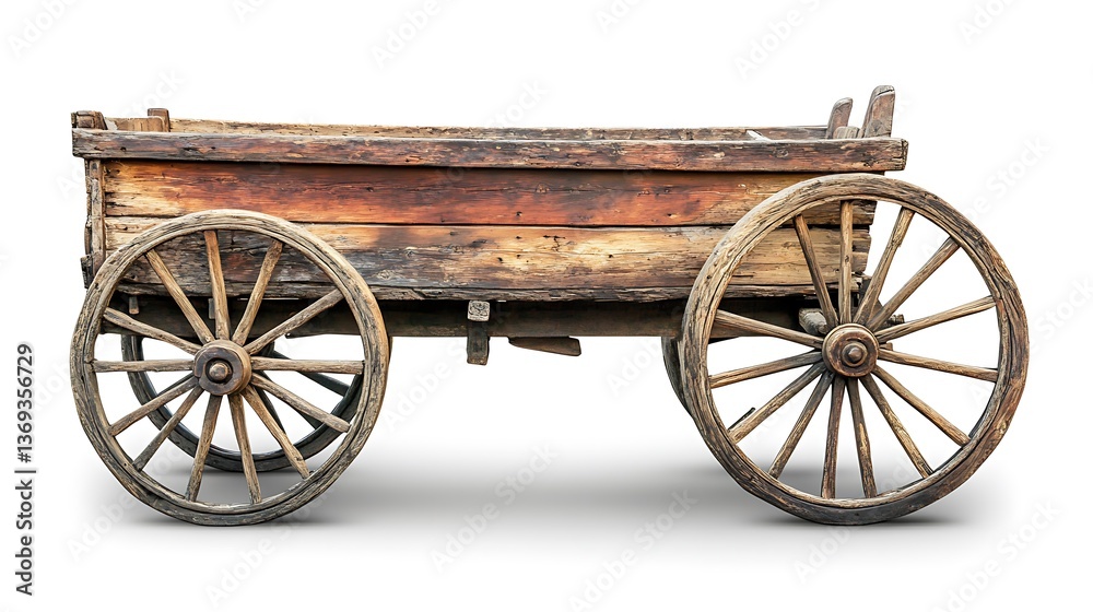 Fototapeta premium Wooden Cart Isolated.