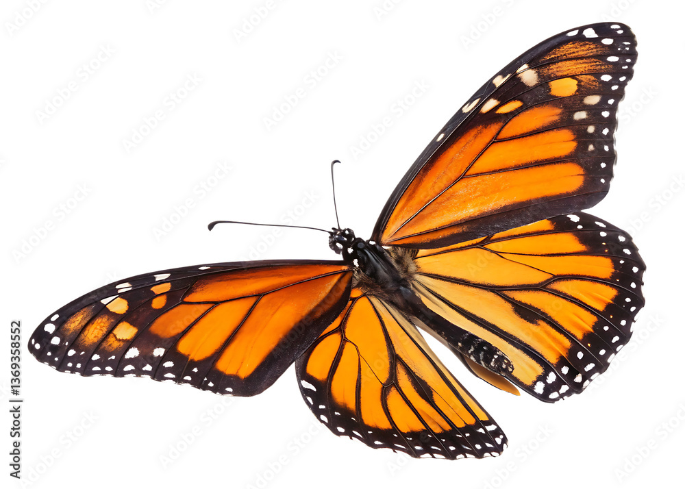 Fototapeta premium Monarch Butterfly PNG – Isolated Vibrant Orange Butterfly on Transparent Background