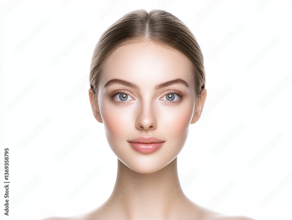 Captivating portrait, woman with piercing blue eyes and luminous complexion Captivating portrait, woman with piercing blue eyes and luminous complexion