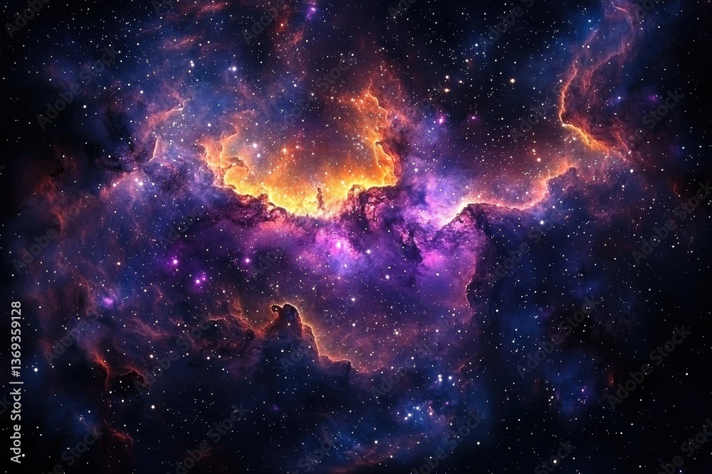 Fototapeta premium Cosmic Nebula A Vibrant Tapestry of Stars and Gas