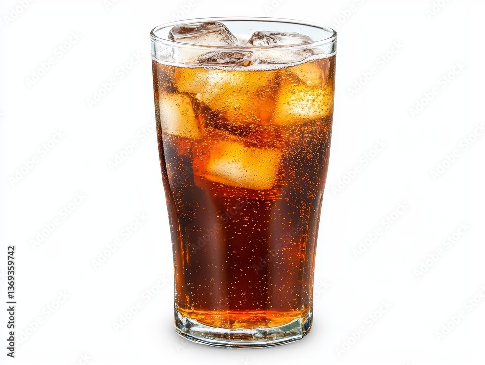 Icecold cola in a glass, refreshing summer beverage Icecold cola in a glass, refreshing summer beverage
