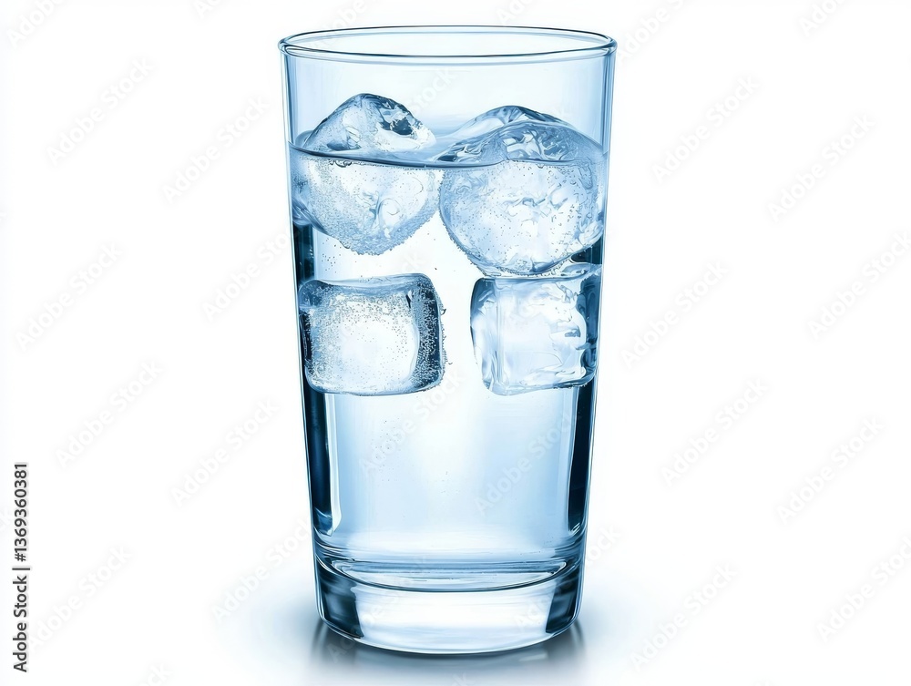A glass of ice water, refreshing and hydrating summer drink for optimal wellness A glass of ice water, refreshing and hydrating summer drink for optimal wellness