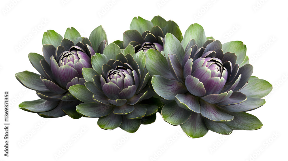 Obraz premium Vibrant Succulent Plants with Purple and Green Tones Ideal for Botanical Nature and Floral D
