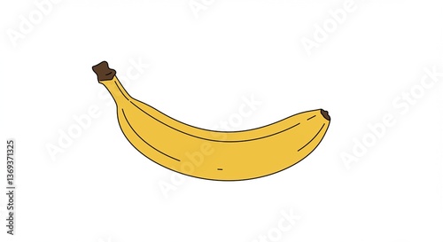 Single Yellow Banana Fruit Illustration Clipart Food Graphic