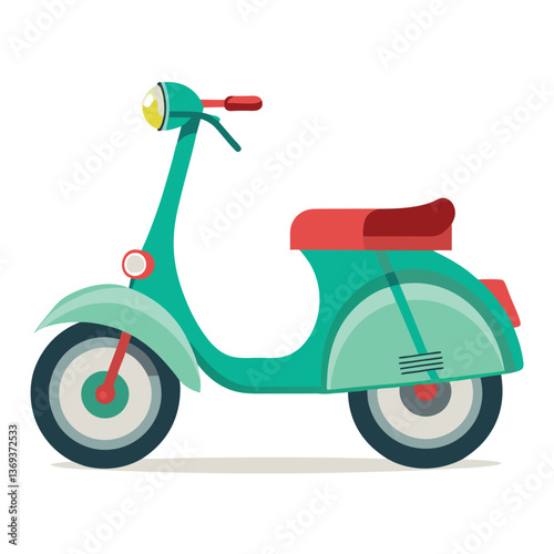 A Retro Teal Vespa Style Scooter Illustration Vector Graphic Design Image
