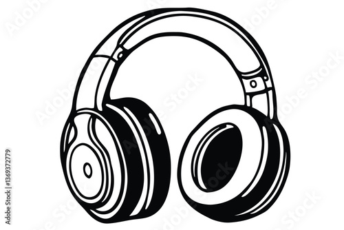 Black headphones isolated on a white background