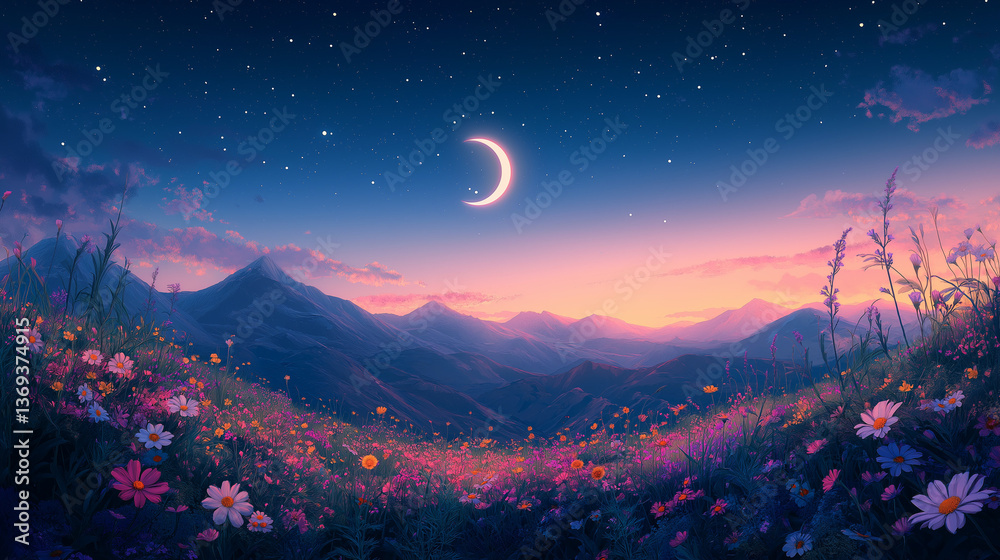 Naklejka premium sunset in the mountains