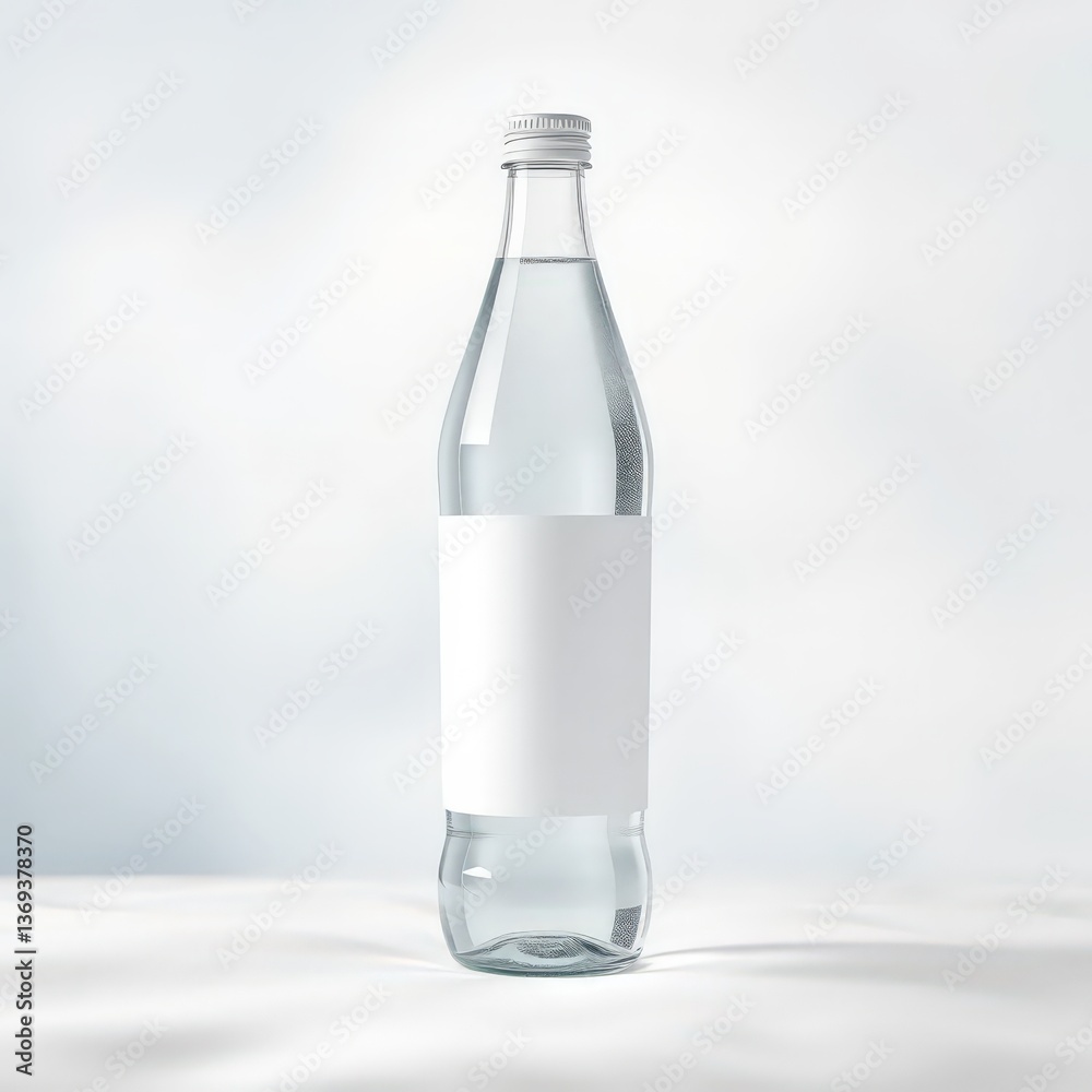 Clean Water Bottle Mockup with Blank Label, Studio Shot. Clean Water Bottle Mockup with Blank Label, Studio Shot.