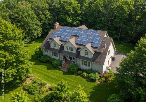 Wallpaper Mural Solar panel power station home with solar panels on the house roof and clean energy Torontodigital.ca