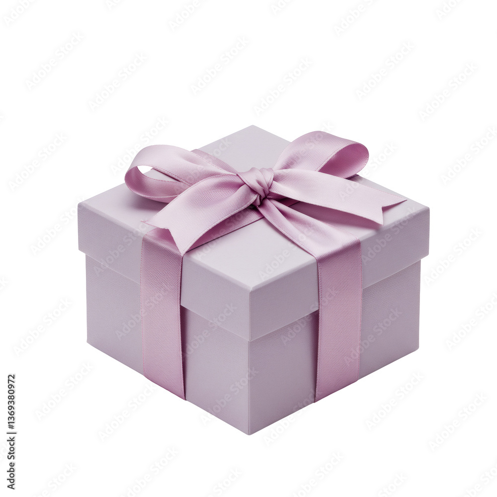 Pink Gift Box with Purple Ribbon on Transparent Background Pink Gift Box with Purple Ribbon on Transparent Background