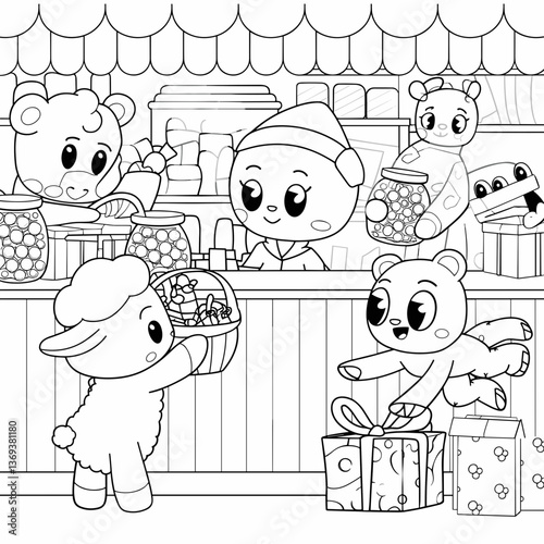 kdp cover, cover, book cover, cartoon illustration, cute coloring book cover, cute kids illustration, cartoon cover, kawaii coloring, easy and bold, kawaii cover, cozy, cozy cover, fuzzy, hygge, color