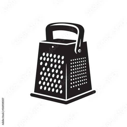 Black Color Grater Silhouette Vector Illustration, Solid White Background