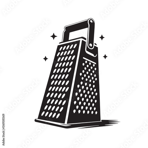 Black Color Grater Silhouette Vector Illustration, Solid White Background