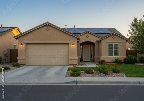 Modern Sustainable Home with Solar Panels  Eco-Friendly Energy Features System