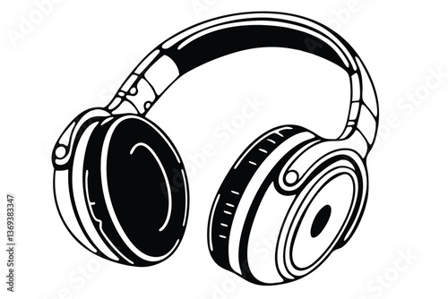 Black headphones isolated on a white background