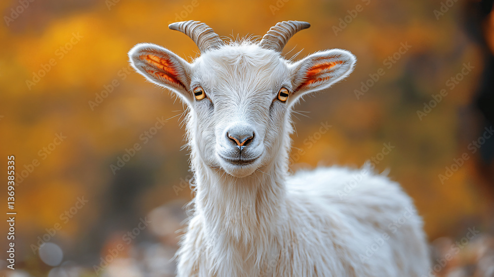 Obraz premium normal goat with horn blurred background
