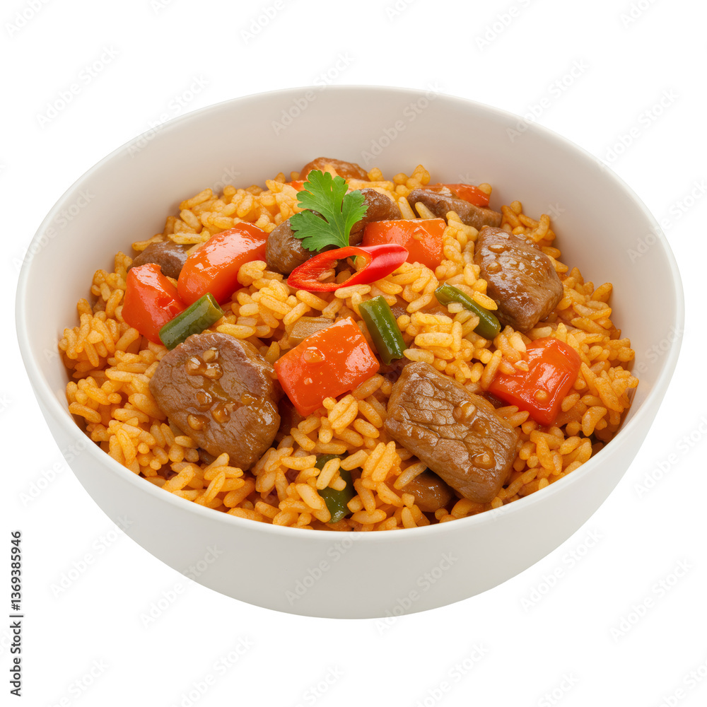 Red Rice Bowl with Beef and Vegetables Red Rice Bowl with Beef and Vegetables