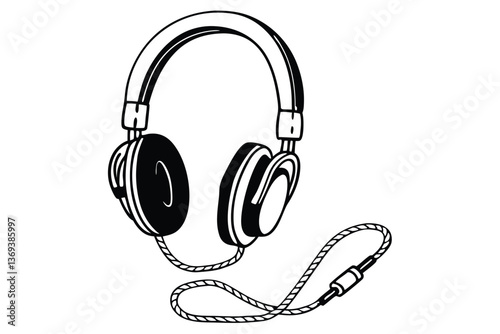 Black headphones isolated on a white background