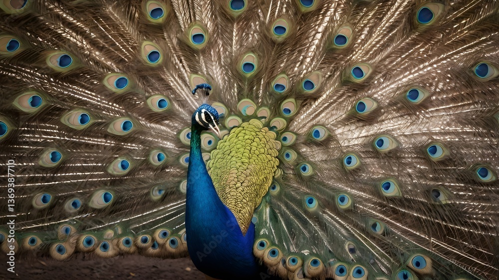 Obraz premium Peacock Displaying Vibrant Feathers