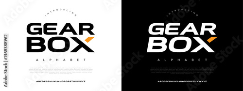Gearbox Modern Bold Font. Sans Serif Font. Regular Italic Uppercase Lowercase Typography urban style alphabet fonts for fashion, sport, technology, digital, movie, logo design, vector illustration